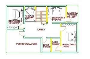 1st floor house plan 35x45 west face