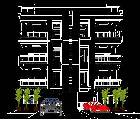 2d front elevation for 40x40 house plan 2 BHK G+3 floor