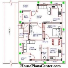 30x40 2 flats house plan