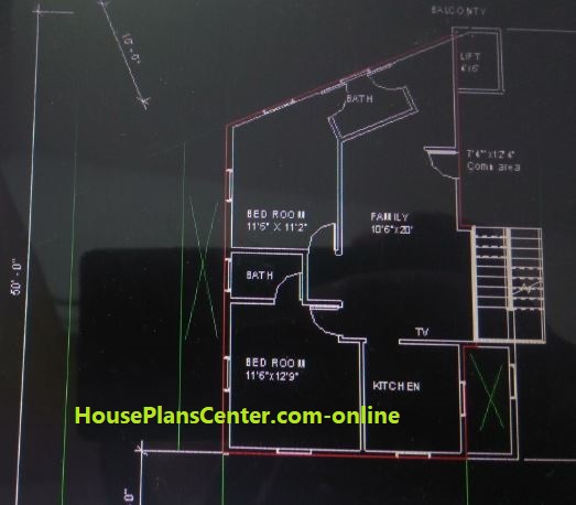 irregular shape plot house plan GF